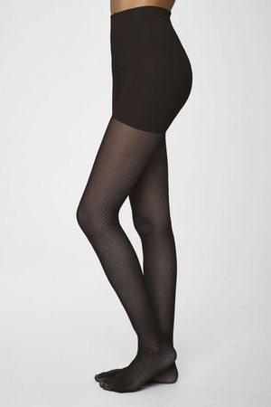 Women's tights with a delicate square pattern English brand Thought eco-friendly product use of recycled nylon