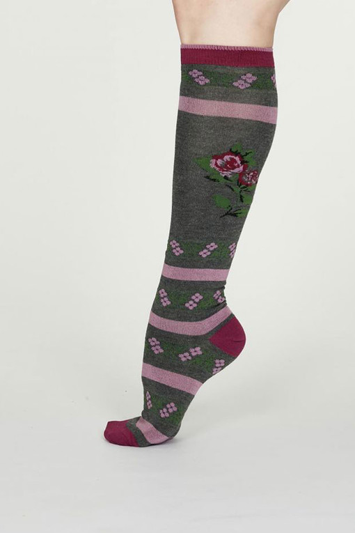 ECO knee high socks with roses