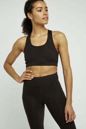 Women's solid colour exercise bra Environmentally friendly English brand PeopleTree visible seams two layer provides