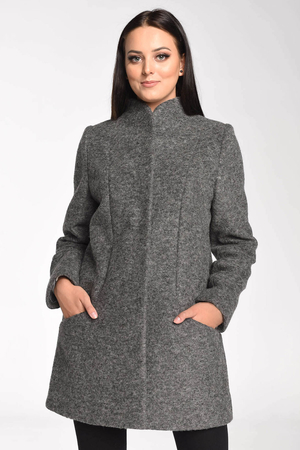 Classic women's wool coat with stand-up collar universal cut simple lines monochrome easy to combine modern hidden button