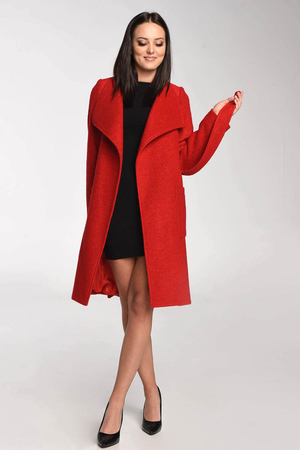 Women's wool coat with a large collar made of 100% wool warm for autumn / winter wrap cut without fastening long sleeves weak