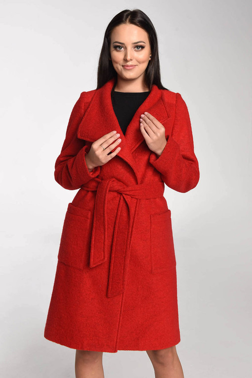 Wrap ladies coat made of wool