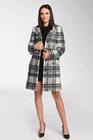 Women's wool buckskin coat wool warm for autumn/winter lined with pockets on the sides knee-length timeless plaid pattern