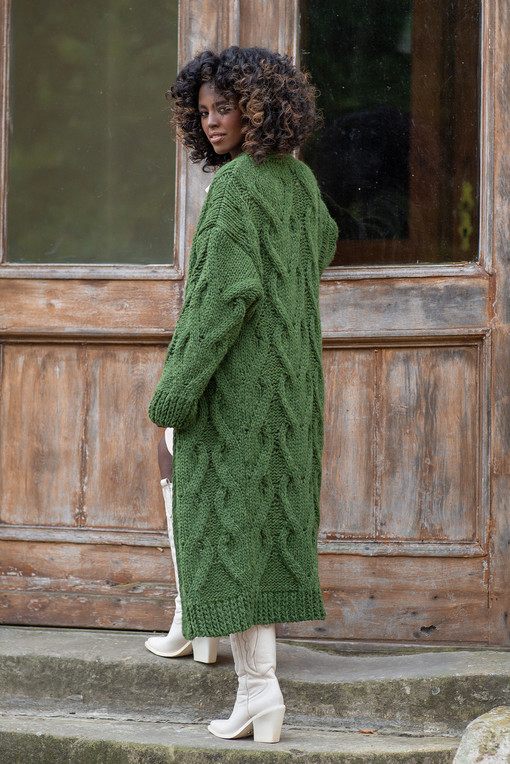 Wool cardigan with knitted pattern