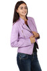 Women's leatherette jacket with asymmetrical fastening