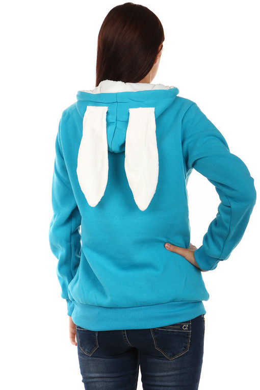 Women's sweatshirt with ears on the hood and hare