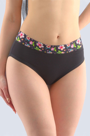 Classic women's cotton panties Gina from the Disco collection high waist elastic and comfortable around the waist floral