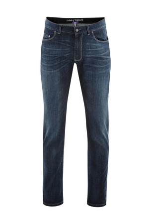 Men's jeans from German brand Living Crafts classic cut four large and one small pocket belt loops zip and button closure
