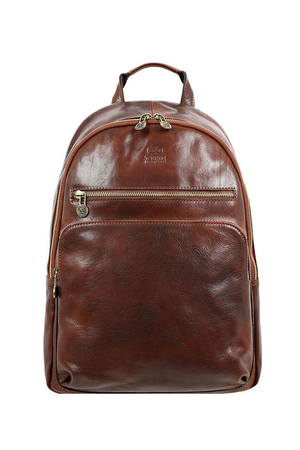 Unisex Leather Backpack Premium Quality Cowhide Multiple Pockets Laptop Compartments Laptop up to 13'' for A4 documents two
