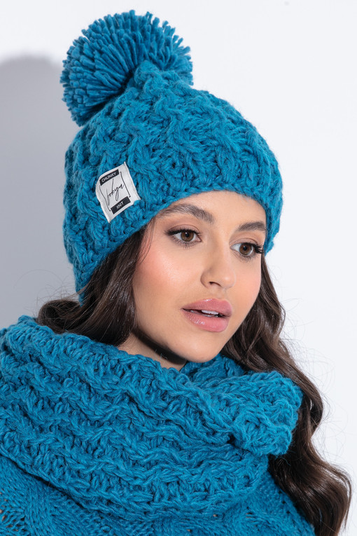 Wool cap with scarf