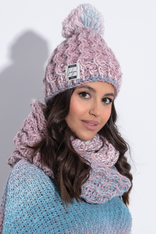 Winter wool cap with scarf