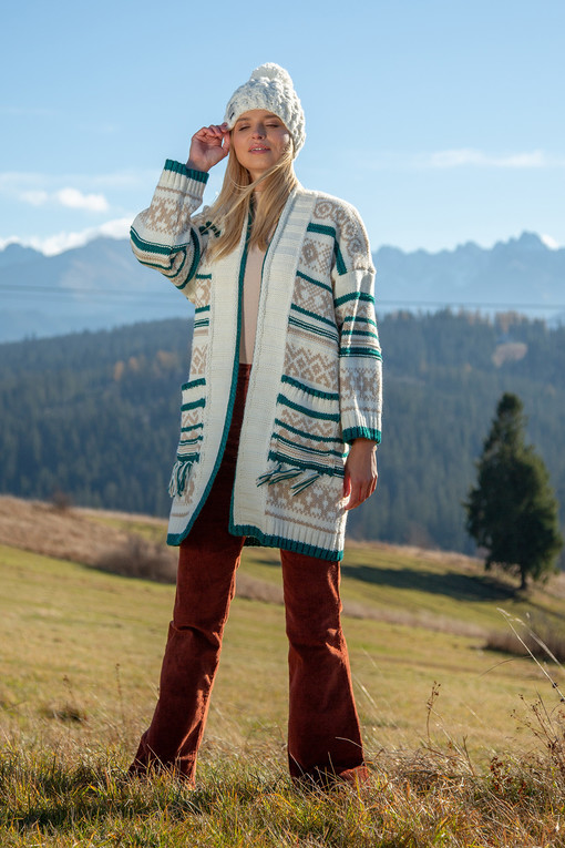 Wool cardigan with Norwegian pattern