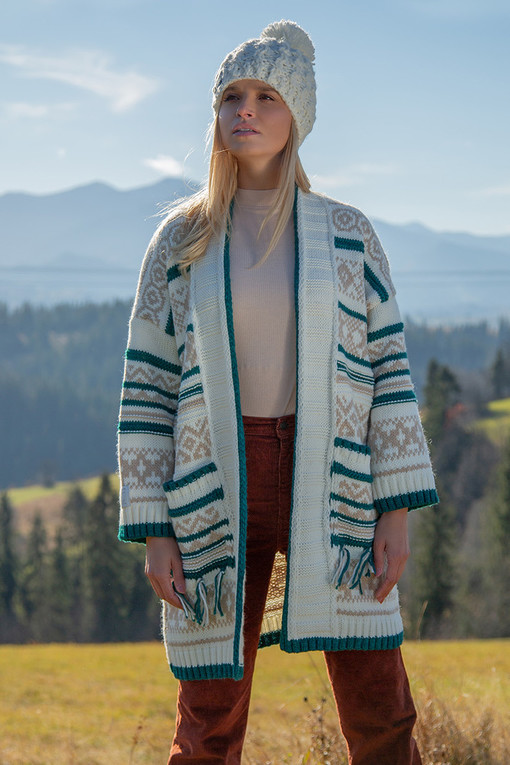 Wool cardigan with Norwegian pattern
