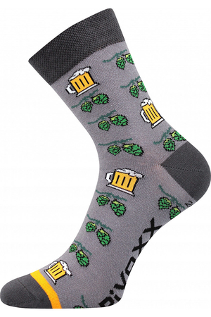 Men's antibacterial socks with beer motif. Antibacterial protection with silver ions in silproX material lightweight socks
