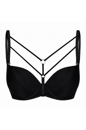 Removable unusual bra straps monochrome four diagonal stripes and one vertical connected by a metal ring rings in two color