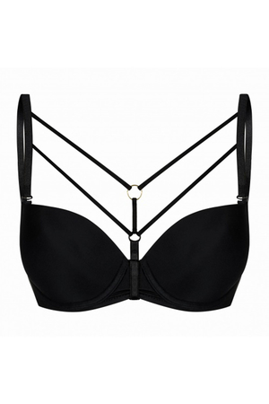 Removable unusual bra straps monochrome four diagonal stripes and one vertical connected by a metal ring rings in two color