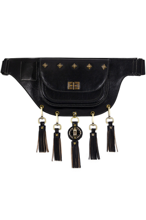 Women's leather kidney bag with tassels from the luxury Premium line. Quality Italian kidney bag for demanding women who are