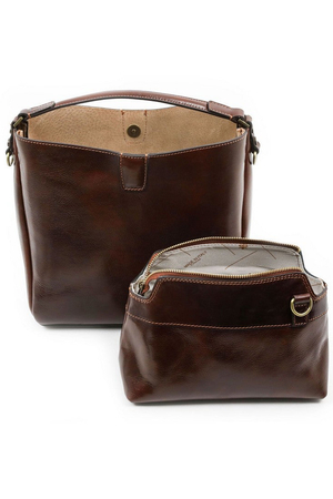 Leather shoulder bag and small leather handbag 2in1 from the Premium luxury line. A quality Italian bag suitable for