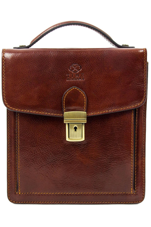 Leather briefcase for hand and shoulder from the Premium luxury line. The perfect companion - a genuine leather briefcase