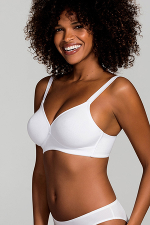 Women's non-padded bra with reinforced seams for better support adjustable straps strong straps hook fastening at the back