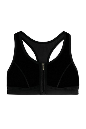 Sports bra original comfortable front fastening zippered back mesh solid straps widened hem non-padded cups quick-dry