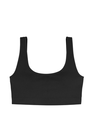 Lambada sports bra ribbed embossed non-padded without underwire wide straps round neckline dresses over the head Size
