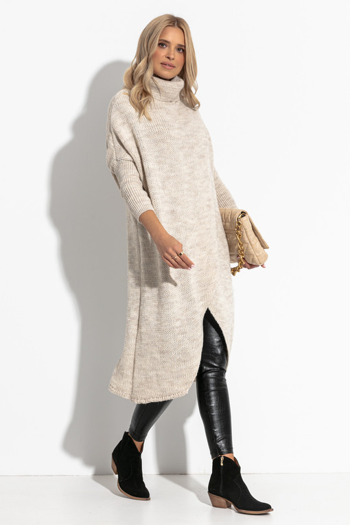 Maxi jumper with crossed front