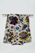Linen dishcloth with flowers 47x70 cm