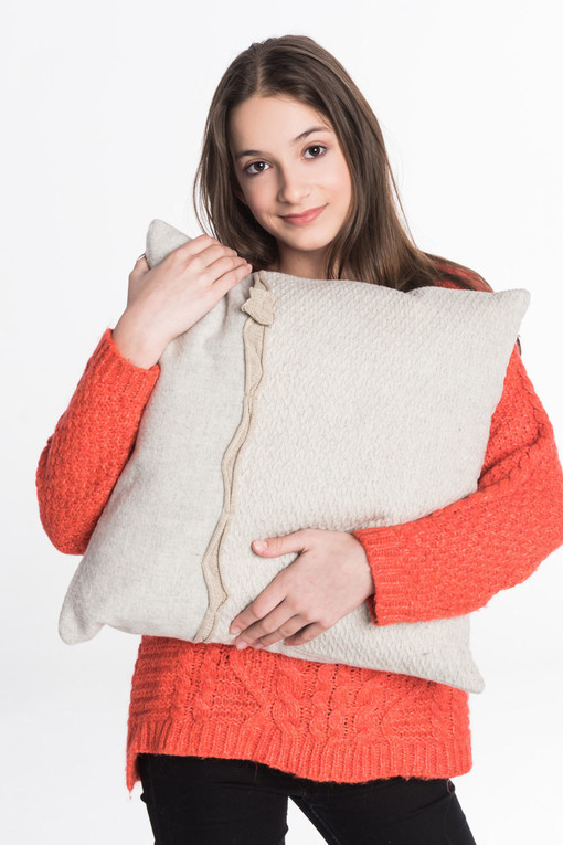 Pillow with wool cover