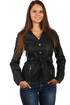 Women's leatherette jacket with belt