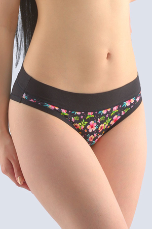 Women's panties in cotton from the Czech brand Milpex and its Disco collection front part with floral print waistband and