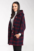 Checked wool poncho with hood