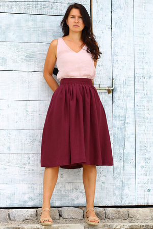 Czech girls and women's skirt Lotika made of fine soft 100% linen is ideally feminine and comfortable to wear excellent