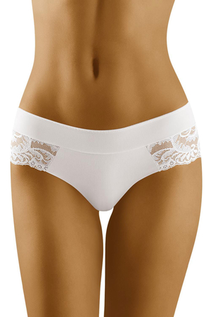 Women's lace panties from Polish brand Wolbar monochrome smooth centre front and back smooth sewn waistband floral lace
