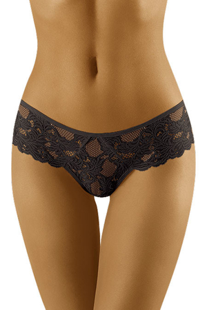Luxury lace panties from Polish brand Wolbar. monochrome narrow elasticated waistband double gusset smooth gusset sewn on the