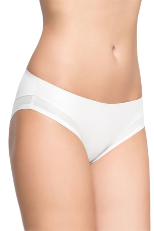 Panties with mesh leg trim Made with taped hem technology, which makes the panties invisible even under tight-fitting clothes