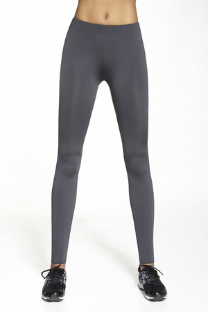 Functional two-colour leggings darker front with flattering inset in the back round cut seam across the buttocks long with