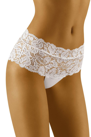 Nettypical lace panties monochrome high waist and hips double lap elastic lace floral motif expresses silhouette optically