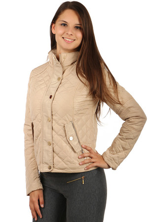 Women's Quilted Zip Jacket and Patents. Front pockets with flaps and zipper. Design without hood. Suitable for spring and