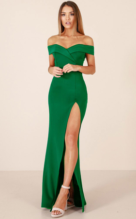 Long ladies' formal dress monochromatic close-fitting cut on the side of the slit wrapped V-neck short fallen sleeve with