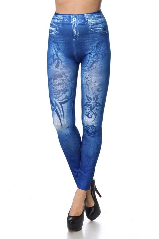 Leggings with jeans effect