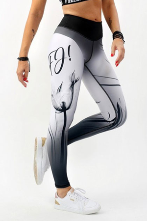 Women's functional leggings with a high quality, digial print flower motif high waist stretchy and comfortable ankle length