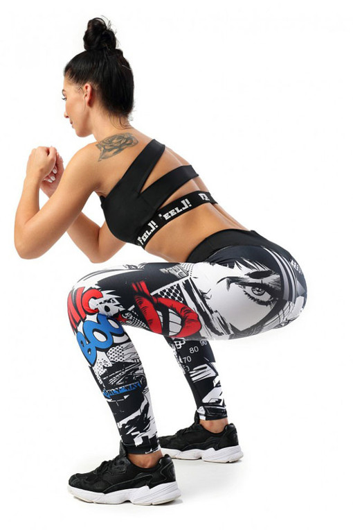 Sports leggings with comic print