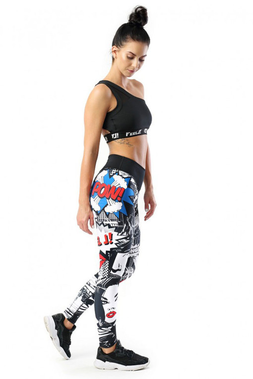 Sports leggings with comic print