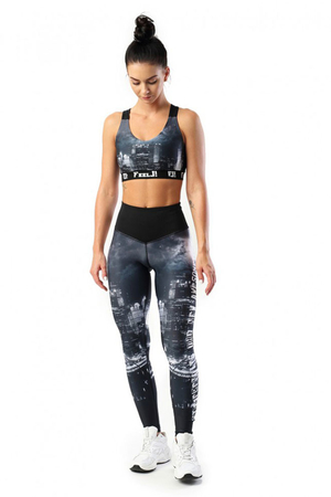 Women's functional leggings with original night city print HD print quality a tasteful combination of black and white classic