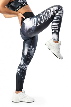 Women's functional leggings with original night city print HD print quality a tasteful combination of black and white classic