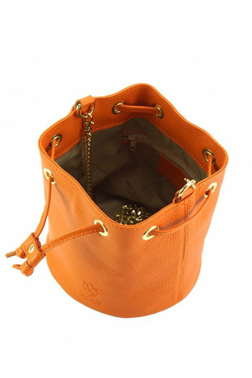 Leather handbag with chain strap