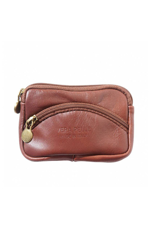 Small leather wallet with zipper
