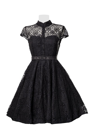 Vintage women's lace formal dress in a popular retro style with a wheeled skirt. luxury look retro style double-layered