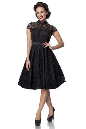 Vintage women's lace formal dress in a popular retro style with a wheeled skirt. luxury look retro style double-layered